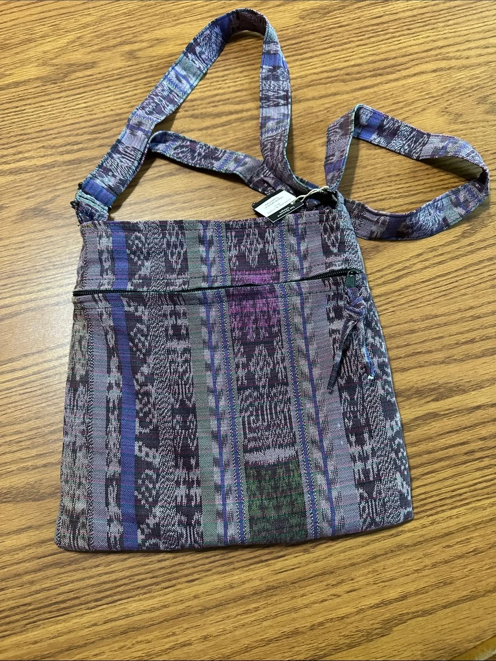 Source Unknown Purple & Brown Patterned Crossbody Bag